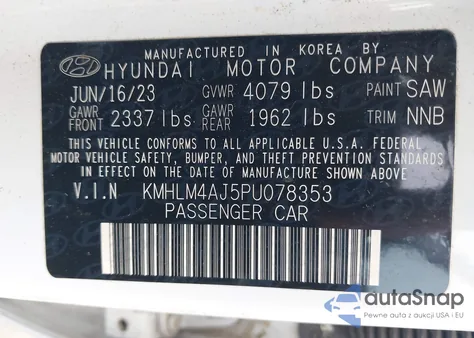 2023 Hyundai Elantra Hybrid Blue из США, поврежденный, VIN KMHLM4AJ5PU078353